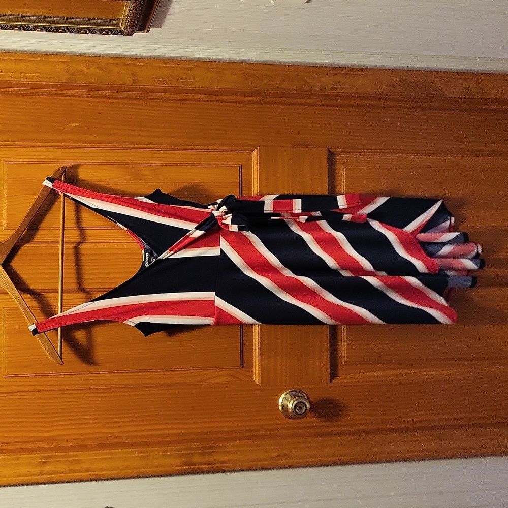 Express Summer Dress Red, White, and Blue Sleeveless